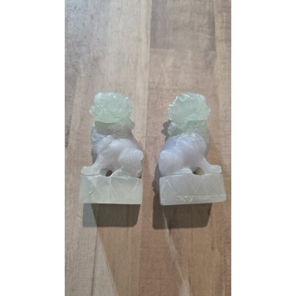 Vintage Chinese Hand Carved Foo Lion Foo Dog Sculptures Chinese Art Wealth Luck - Picture 1 of 7